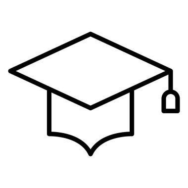 Mezuniyet şapkası, havan topu simgesi ince çizgi stili Vektör çizimi grafik tasarımı