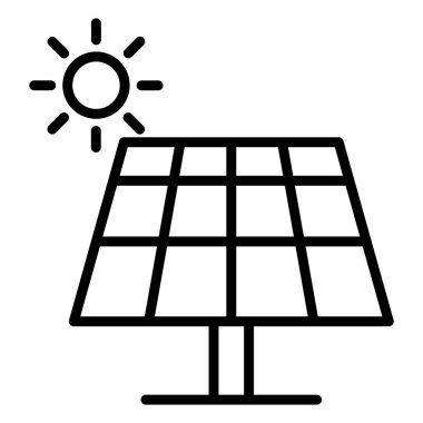 İnce çizgi biçimli güneş hücresi simgesi Vektör grafik tasarımı