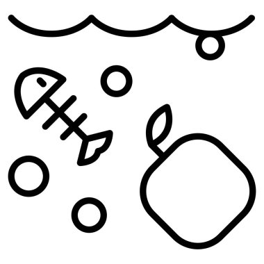 Su kirliliği simgesi ince çizgi biçimi Vektör grafik tasarımı