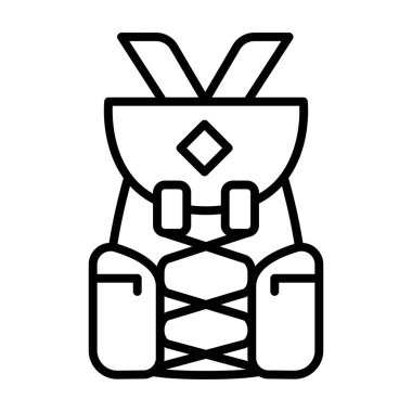 İnce çizgi biçimli okul çantası ikonu Vektör çizim tasarımı