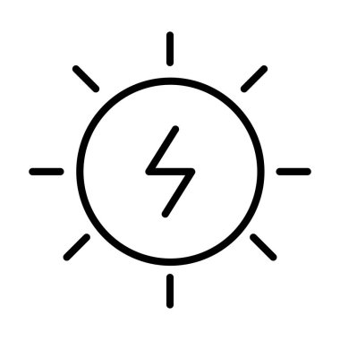 İnce çizgi biçimli güneş enerjisi ikonu Vektör grafik tasarımı