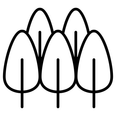 Orman, park, peyzaj simgesi ince çizgi biçimli Vektör çizim grafik tasarımı