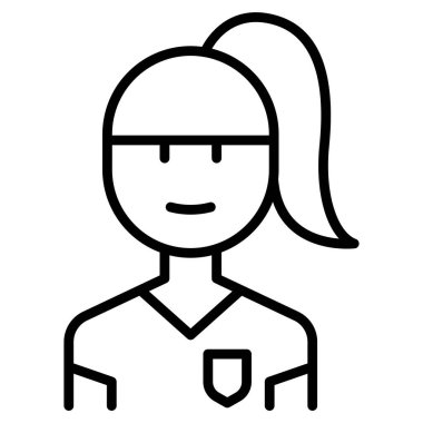 İnce çizgi biçimli vektör grafik tasarımı ile kadın futbolcu simgesi