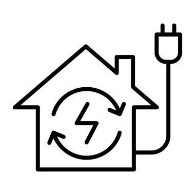 İnce çizgi biçimli vektör grafik tasarımı ile elektrik ev simgesi