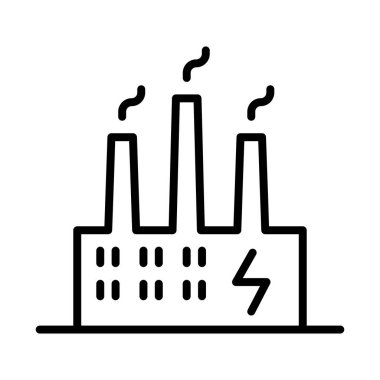 İnce çizgi biçimli vektör grafik tasarımı ile elektrik fabrikası simgesi