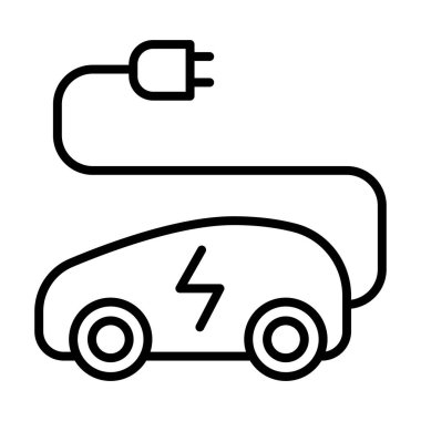 İnce çizgi biçimi Vektör grafik tasarımı ile elektrikli araba simgesi