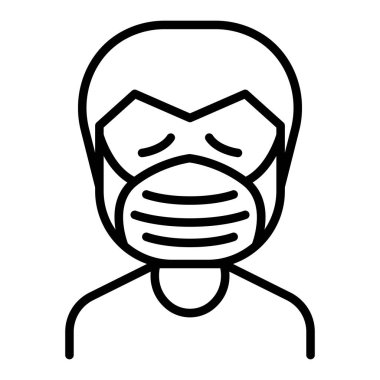 Adam ince çizgi biçiminde maske simgesi giyer.