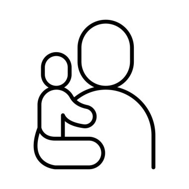 İnce çizgi biçimli Vector grafik tasarımlı ebeveyn simgesine sahip bebek