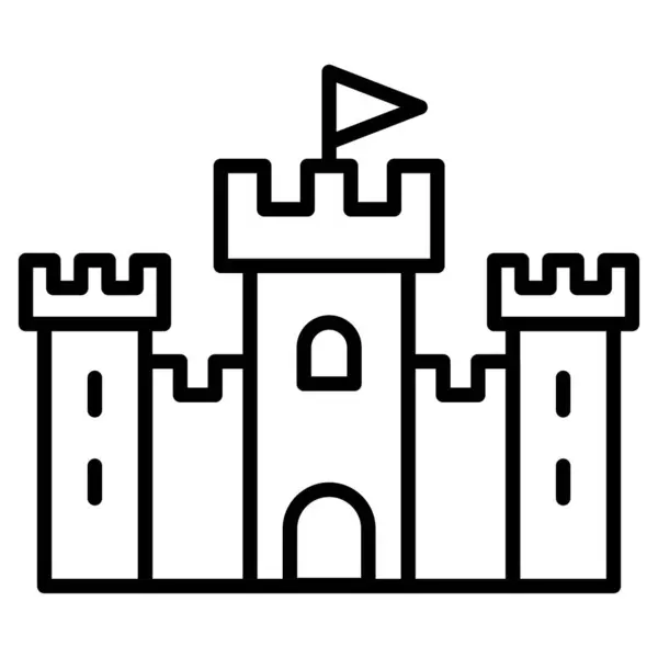 İnce çizgi biçimli Castle simgesi Vektör çizimi grafik tasarımı