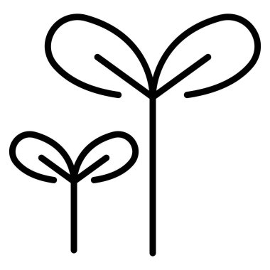 Filiz, ağaç tepesi simgesi ince çizgi biçimli Vektör çizimi grafik tasarımı