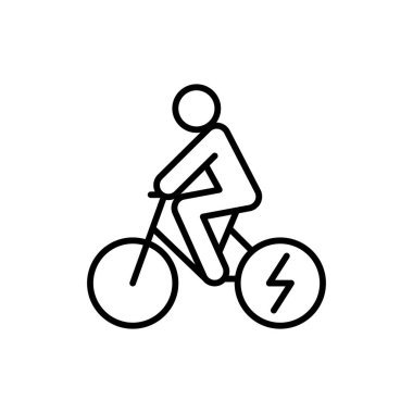 Elektrikli bisiklet; ince çizgi biçimli e-bisiklet simgesi Vector grafik tasarımı