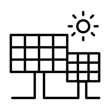 İnce çizgi biçimli güneş hücresi simgesi Vektör grafik tasarımı