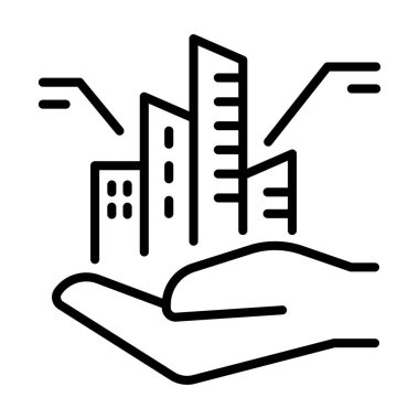 İnce çizgi biçiminde akıllı şehir simgesi Vektör illüstrasyon grafik tasarımı