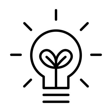 İnce çizgi biçimli yeşil enerji ikonu Vektör illüstrasyon grafik tasarımı