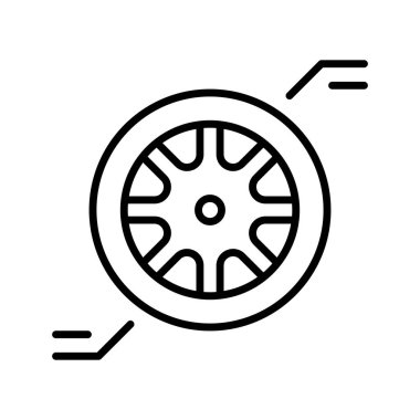 İnce çizgi biçimi Vektör illüstrasyon grafik tasarımında tekerlek simgesi