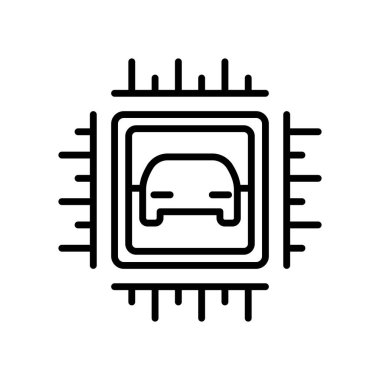 Chip icon in thin line style Vector illustration graphic design