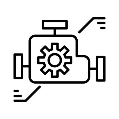 İnce çizgi biçimli motor simgesi Vektör illüstrasyon grafik tasarımı