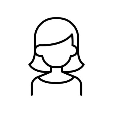 İnce çizgi biçimi vektör çizimi grafik tasarımlı kadın simgesi