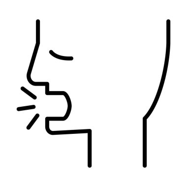 İnce çizgi biçimli öksürük ikonu Vektör illüstrasyon grafik tasarımı