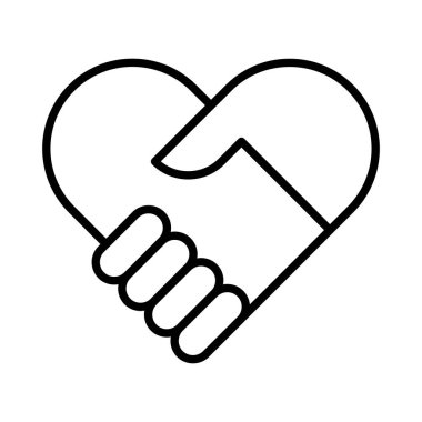 İnce çizgi biçimi Vektör grafik tasarımı ile el sıkışma kalp ikonu