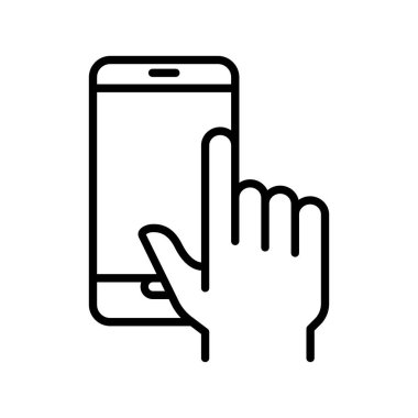 Touch screen icon in thin line style Vector illustration graphic design