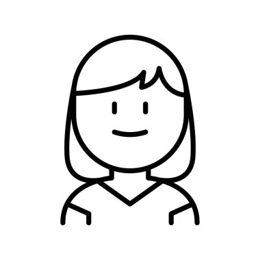 İnce çizgi biçimli vektör çizimi grafik tasarımlı kız simgesi