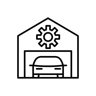 İnce çizgi biçimi Vektör grafik tasarımı ile garaj simgesi
