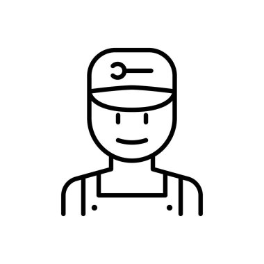 İnce çizgi biçimli mekanik ikon Vektör illüstrasyon grafik tasarımı