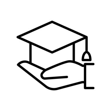 İnce çizgi biçim vektör illüstrasyon grafik tasarımında mezuniyet simgesi