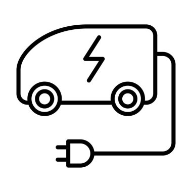İnce çizgi biçimi Vektör grafik tasarımı ile elektrikli minibüs simgesi