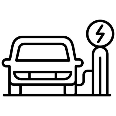 İnce çizgi biçimi Vektör grafik tasarımı ile elektrikli araba simgesi