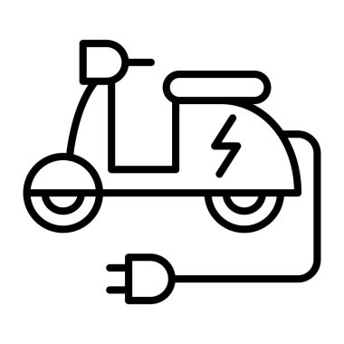İnce çizgi biçimi Vektör grafik tasarımı ile elektrikli motosiklet simgesi