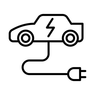 İnce çizgi biçimi Vektör grafik tasarımı ile elektrikli araba simgesi