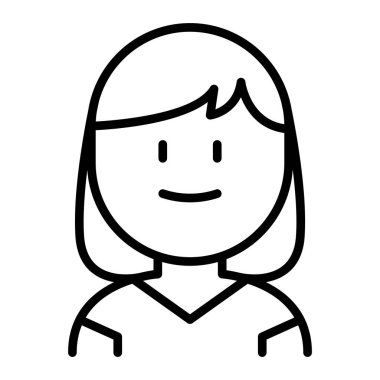 İnce çizgi biçimli vektör çizimi grafik tasarımlı kız simgesi