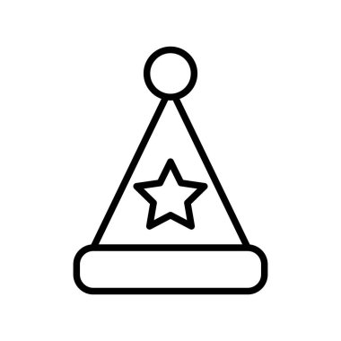 İnce çizgi biçimli parti şapka simgesi Vektör çizimi grafik tasarımı