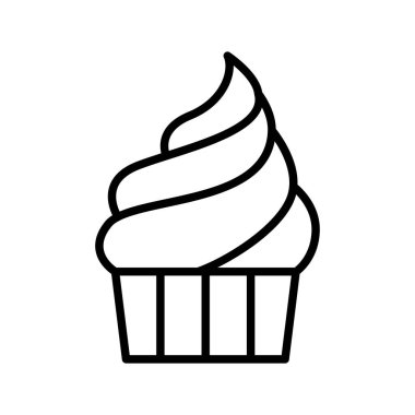 İnce çizgi biçimli Cupcake simgesi