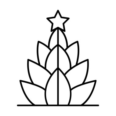 İnce çizgi biçimli Noel kaktüsü grafiksel tasarımı