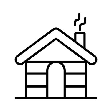 İnce çizgi biçimli kayak evi resim tasarımı simgesi