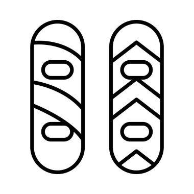 Ski, ince çizgi biçimli Snowboard simgesi Vector grafik tasarımı