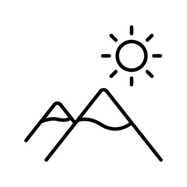 İnce çizgi biçiminde kayak dağ simgesi çizimi grafiksel tasarımı