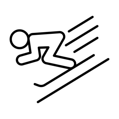 İnce çizgi biçiminde kayak simgesi çizimi grafiksel tasarımı