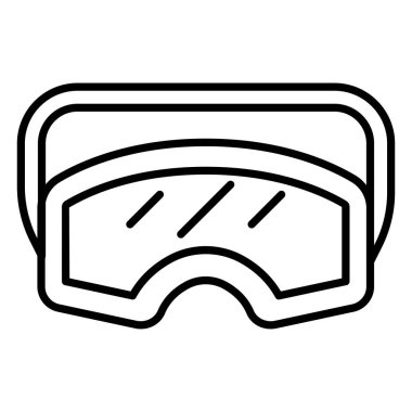 İnce çizgi biçiminde kayak gözlüğü simgesi çizimi grafiksel tasarımı