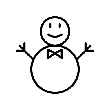 İnce çizgi biçimli Kardan Adam simgesi Vektör grafik tasarımı