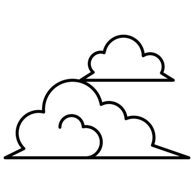 İnce çizgi biçimli bulut vektörü çizimi grafik tasarımı simgesi