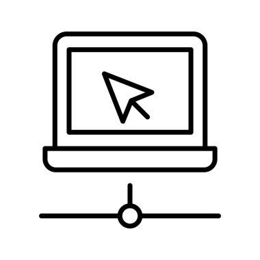 İnce çizgi biçimi Vector grafik tasarımı ile bilgisayar ağı simgesi