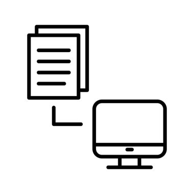 İnce çizgi biçimi Vektör illüstrasyon grafik tasarımı ile dosya paylaşım simgesi