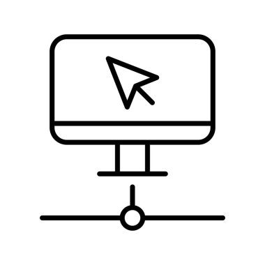 İnce çizgi biçimi Vector grafik tasarımı ile bilgisayar ağı simgesi