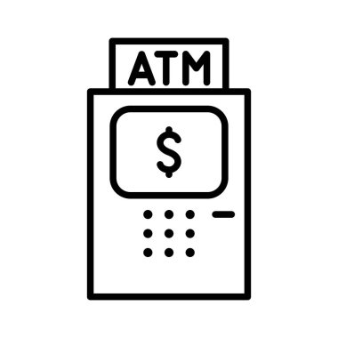 İnce çizgi biçimli ATM simgesi Vektör illüstrasyon grafik tasarımı