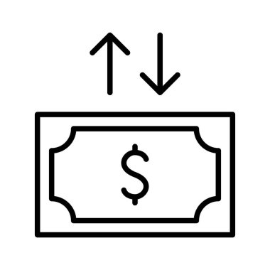 Para değişim simgesi ince çizgi biçimi Vektör çizim grafik tasarımı