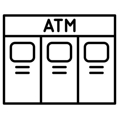 İnce çizgi biçimi Vektör grafik tasarımı ile ATM makine simgesi